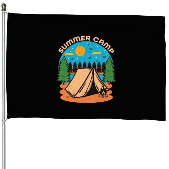 Happy Summer Camp Camping Lover FunnyT-House Flags