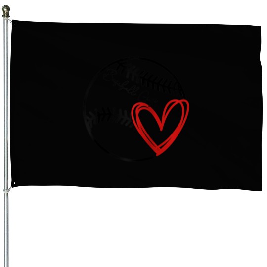 Baseball Gigi Heart Funny Baseball Lover House Flags