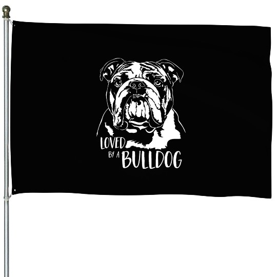 Loved by a Bulldog dog mom dog saying House Flags