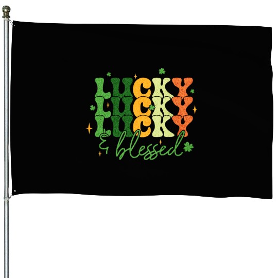 Lucky and Blessed St Patrick's Day House Flags
