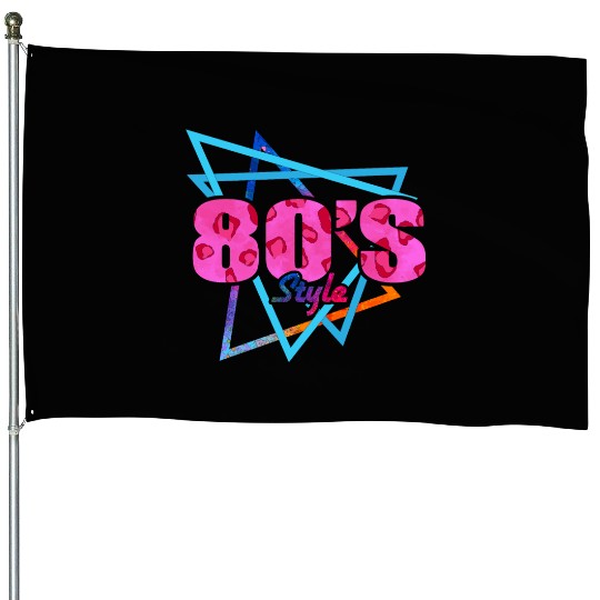80's Style - Fun Retro Pink Leopard Print House Flags