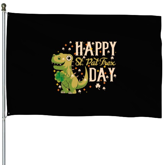 Irish Trex Dino St Patricks Day Kids Toddler Boys House Flags