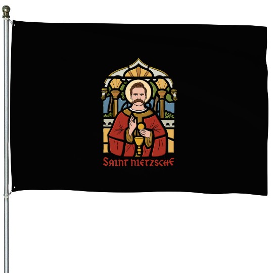 Saint Nietzsche Design for a Philosophy Student House Flags