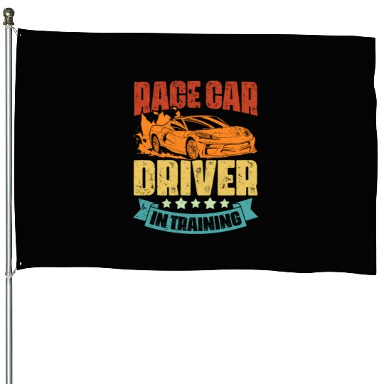 Vintage Race Car Driver In Training An Automotive House Flags