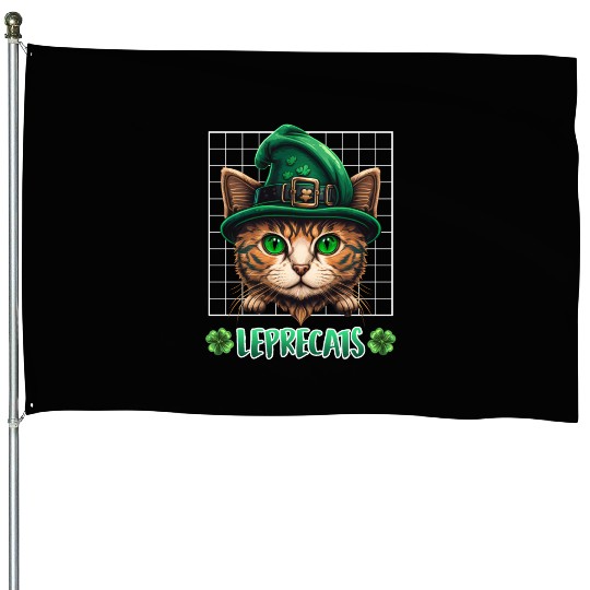 St. Patrick's Day cats leprecats kittens House Flags