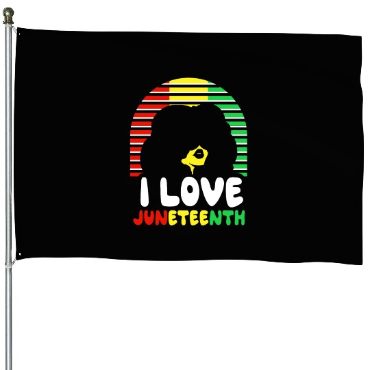 I Love Juneteenth 1865 Black American African House Flags