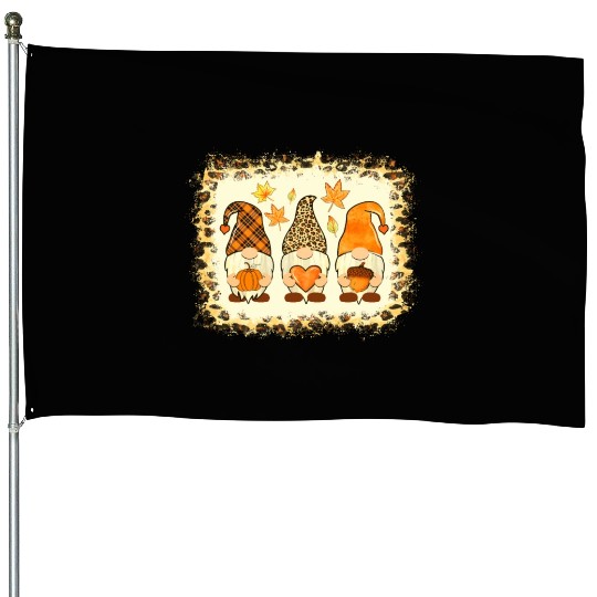 Bleached Happy Fall Y all Gnome Pumpkin Autumn Tha House Flags