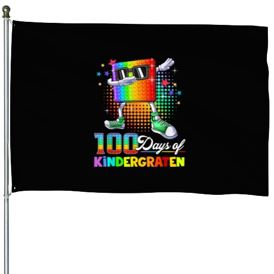 100 Days Of Kindergarten School Teacher House Flags