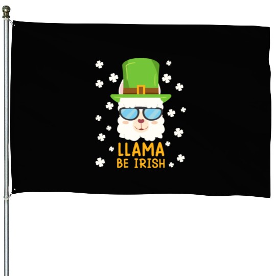 LLama be Irish Lama Alpaca St. Patrick's Day House Flags