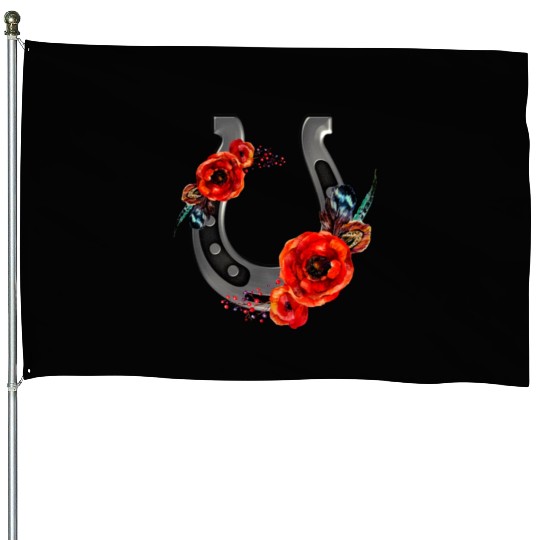 Floral Horseshoe With Poppies House Flags