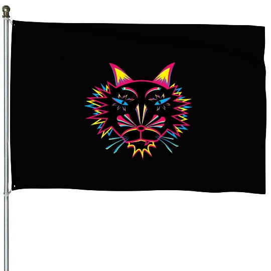 Cat Face House Flags