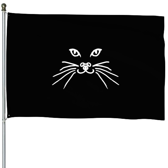 Cat face white House Flags