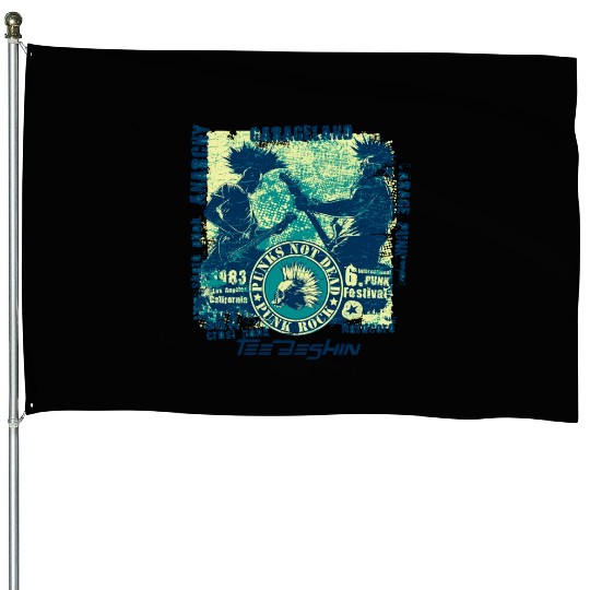 Punk Rock Skull Guitar Concert House Flags