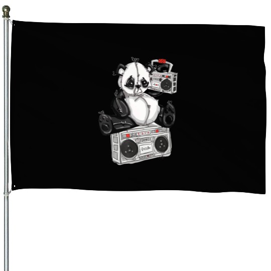 DJ Hip Hop Panda Bear by San Francisco Street Arti House Flags