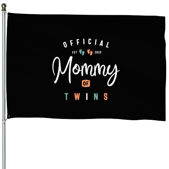 Womens Mommy of Twins New Mom To Be Expecting 2023 House Flags