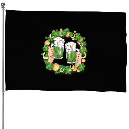 St. Patrick's Day Irish Green Beer, Wine Cups House Flags