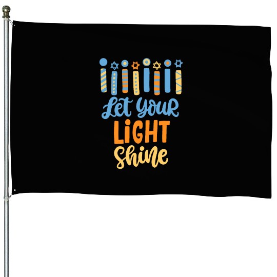 Funny Hanukkah Let Your Light Shine Menorah Adults House Flags