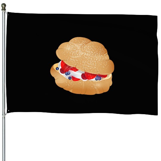 Cream puffs filled with cream and berries House Flags