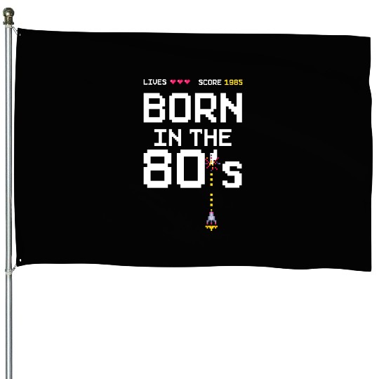 1985 Birtday Retro Gamer Pixel Born in the 80s House Flags