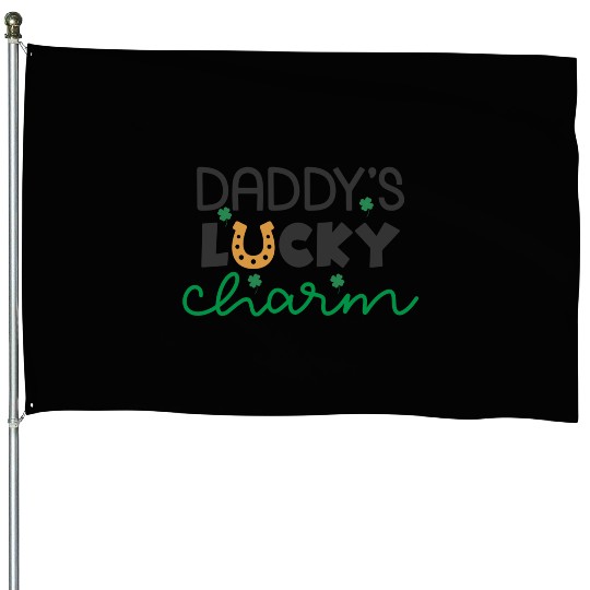 Daddy's Lucky Charm St. Patrick's Day Kids Boy House Flags