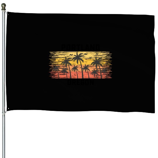 Portland Oregon Summer Retro VIntage Vacation House Flags