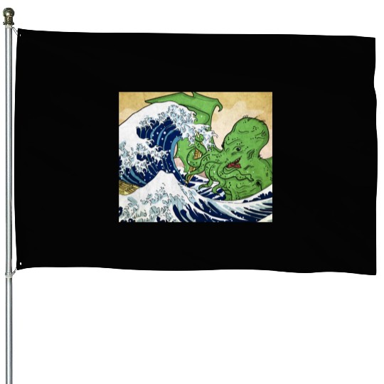 The Great Wave off Octopus House Flags