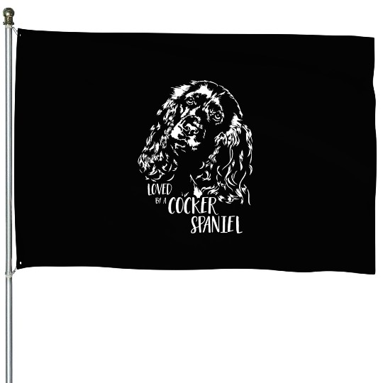 Loved by a Cocker Spaniel dog mom dog saying House Flags