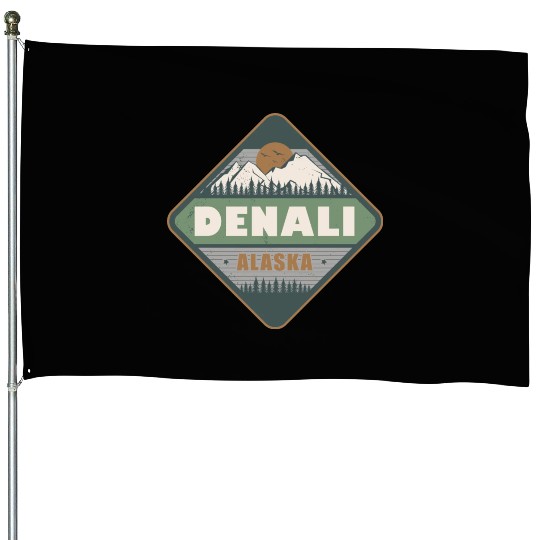 Denali Alaska US Vintage Hiking Design House Flags