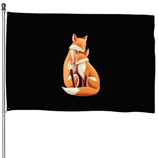 Fox forest animal foxes siblings bro sis nature House Flags