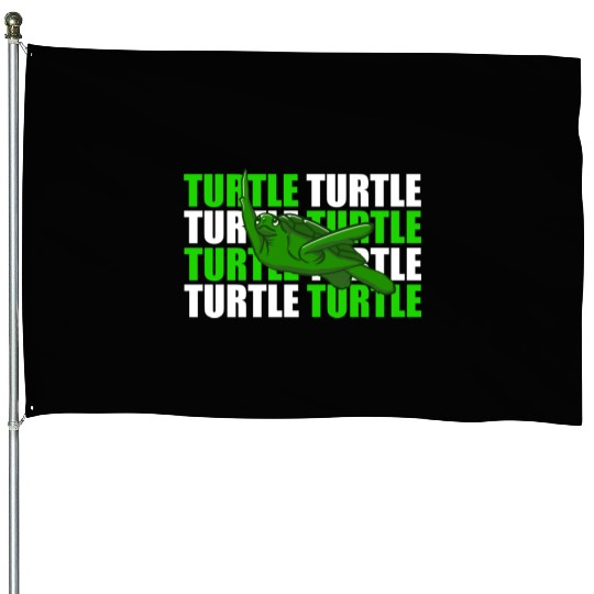 Turtle illustration green House Flags