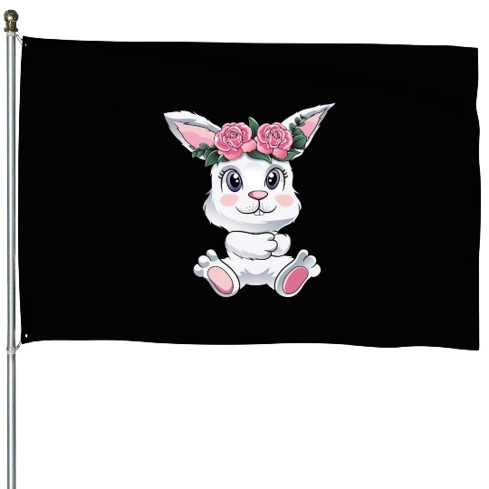 Easter Bunny Cute bunny Flowers Eggs House Flags