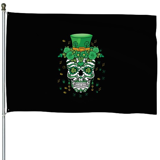 Dia De Los Muertos St Patty's Day Irish Flower House Flags