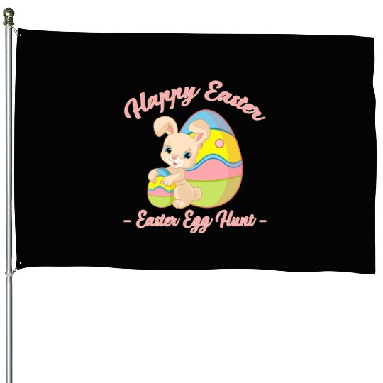 Happy Easter Egg Hunt Bunny Gift House Flags