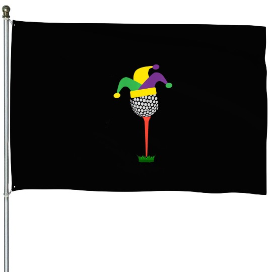Golf Ball Hat Fun Mardi Gras House Flags