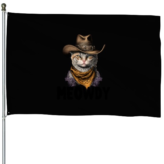 Meowdy Cat Meme Country Meow Howdy Funny House Flags
