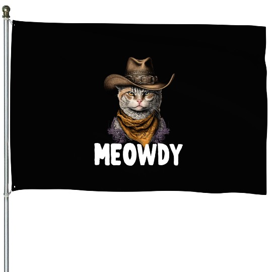 Meowdy Cat Meme Country Meow Howdy Funny House Flags