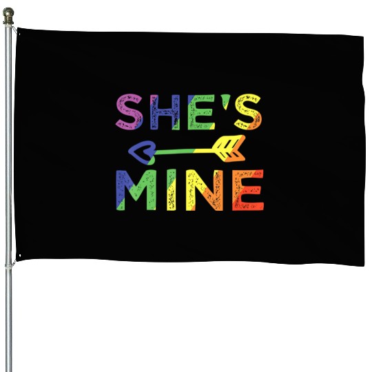 Lesbian Couple She s Mine I m Hers Matching LGBT House Flags