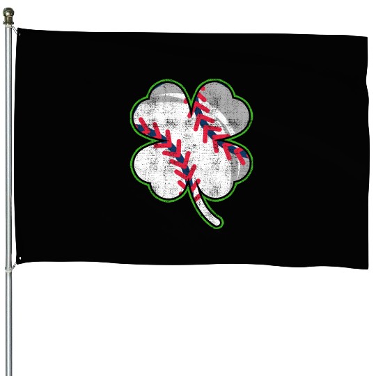 Baseball player shamrock lucky charm House Flags