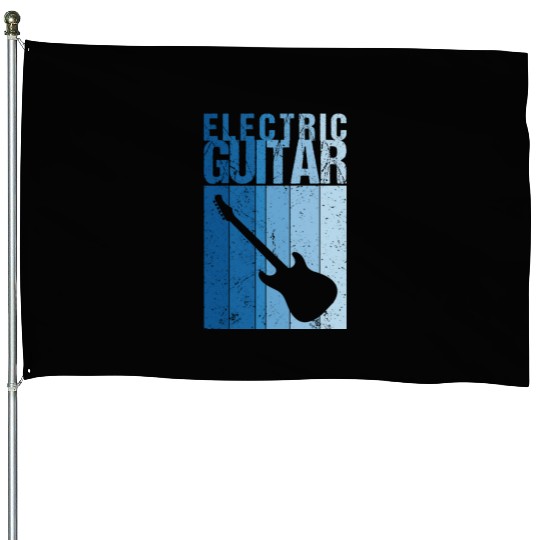 Electric Guitar Guitarist String Musician Retro House Flags