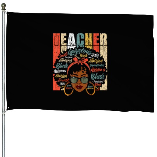 Black Smart Teacher Afro Love Melanin African Amer House Flags