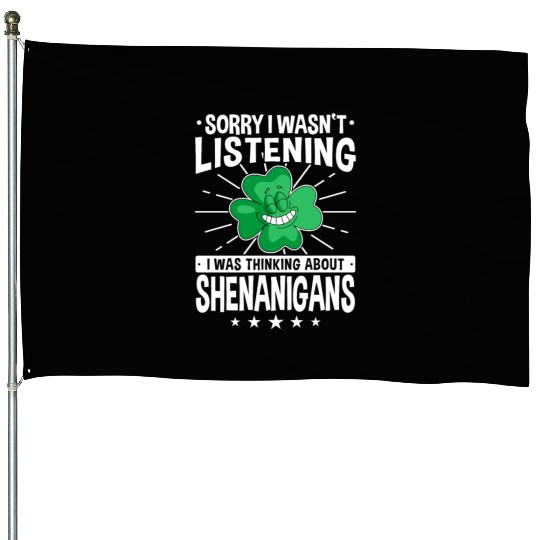 Funny Shenanigans Shamrock St Patrick's Day House Flags