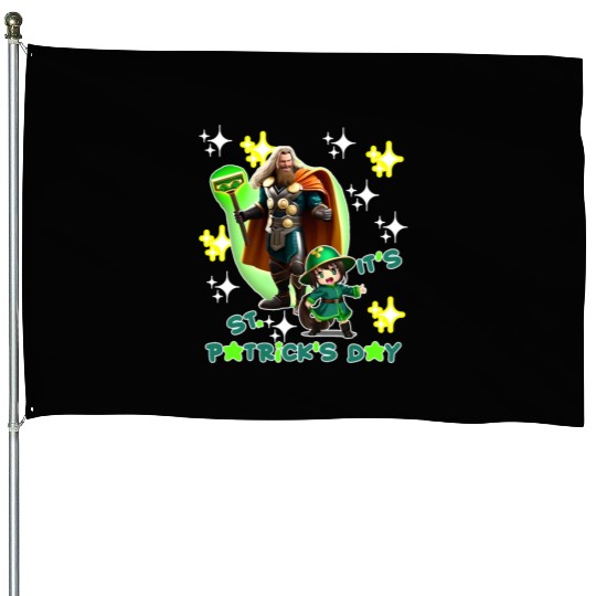 Kids St. Patrick's Day Shamrock "Thor, anime" House Flags