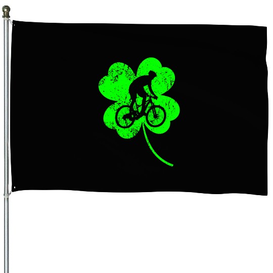 Biking St. Patrick's day shamrock House Flags