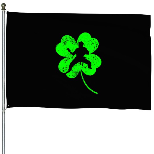 Karate St. Patrick's day shamrock House Flags