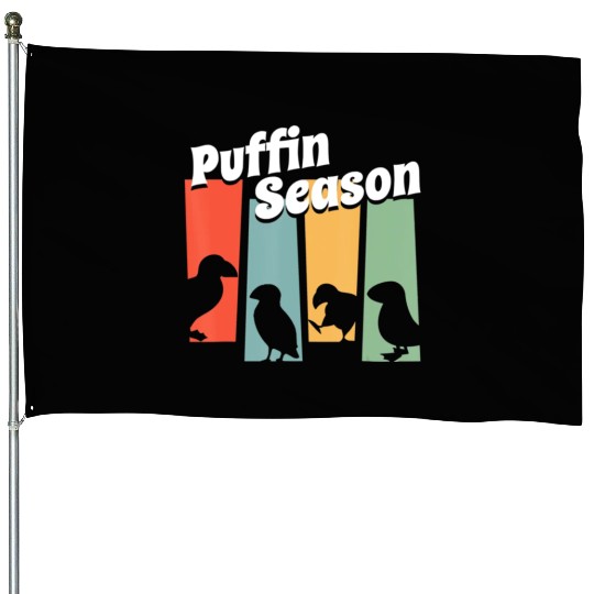 Funny Puffin Season Retro Vintage Puffin Lover House Flags