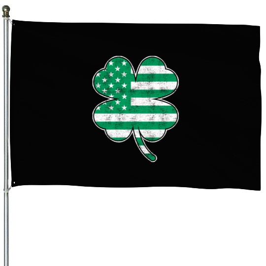 USA Shamrock St. Patrick's Day USA House Flags