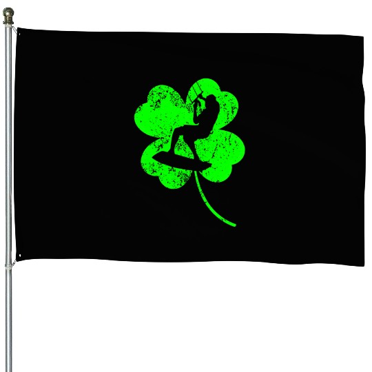 Kitesurfing St. Patrick's day shamrock House Flags