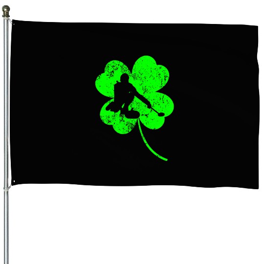 Curling St. Patrick's day shamrock House Flags
