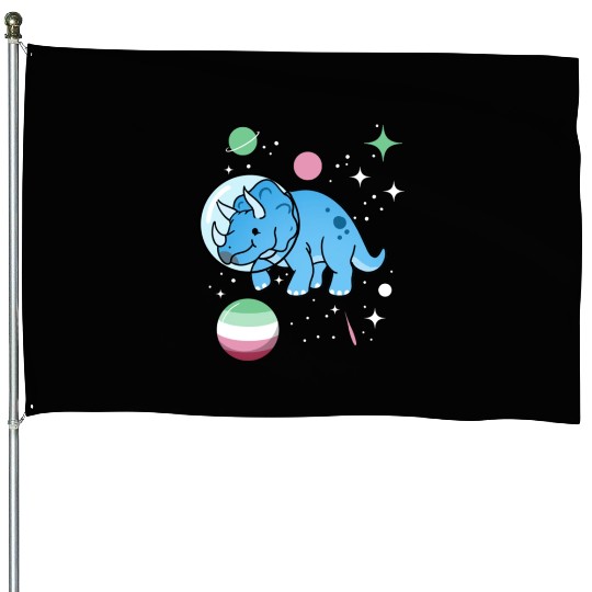 Abrosexual Pride Triceratops Astronaut House Flags