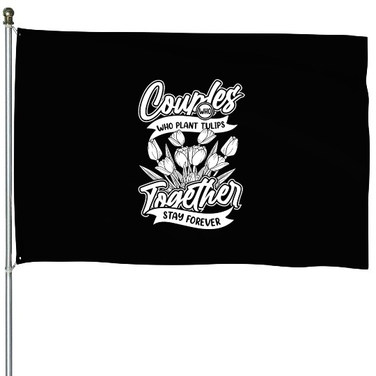 Tulip Gardening Couple House Flags
